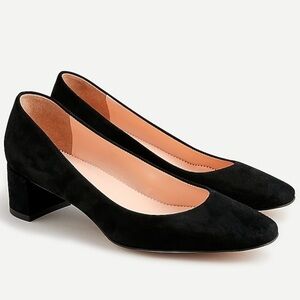 J. Crew Kate Black Suede Pumps with Black Perspex Heel Made in Italy Size 7.5